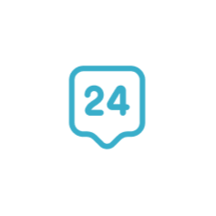 Ein blaues Symbol mit der Zahl 24, passend für Master Ch Branding.