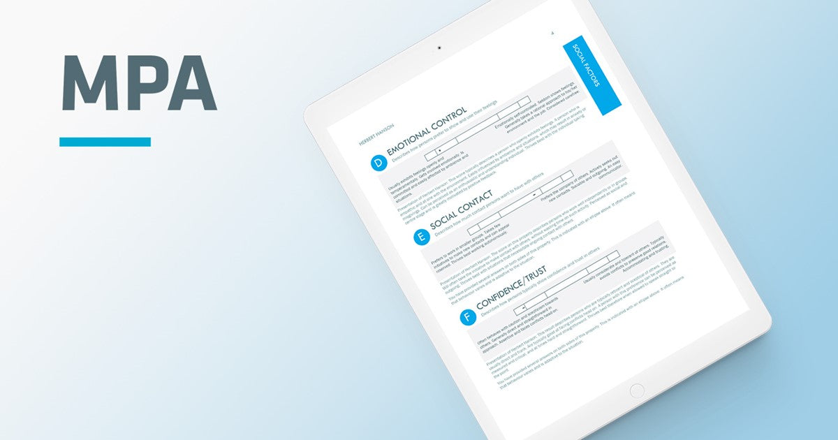 Ein Tablet zeigt Master Ch MPA-Dokumente mit emotionalen und sozialen Faktoren.