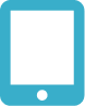 Ein blaues Tablet-Symbol von Master Ch auf weißem Hintergrund.