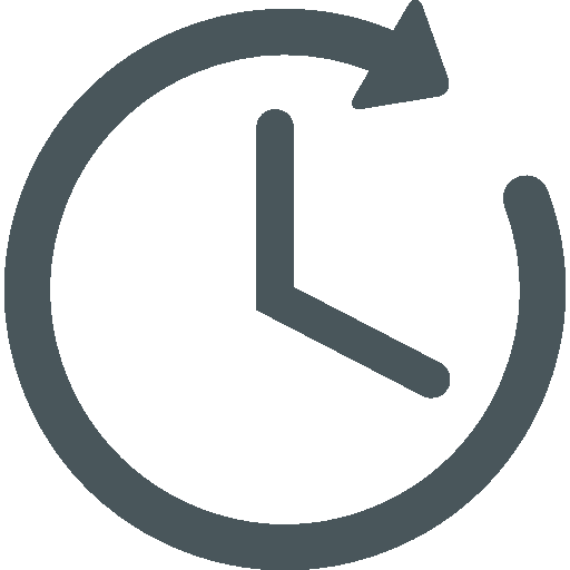 Ein graues Uhrsymbol mit Pfeil im Uhrzeigersinn, passend für Master Ch Designs.